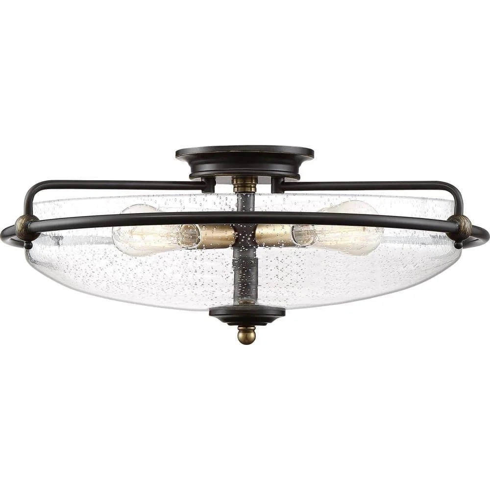 Palladian bronze flush-mount ceiling light, by Quoizel, for hallway, bedroom, or entryway