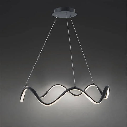Black pendant light, by WAC, for kitchen island or dining