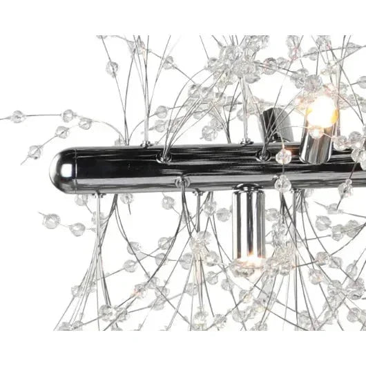 Chrome & crystal island pendant, by Maple, for kitchen island or dining, side view