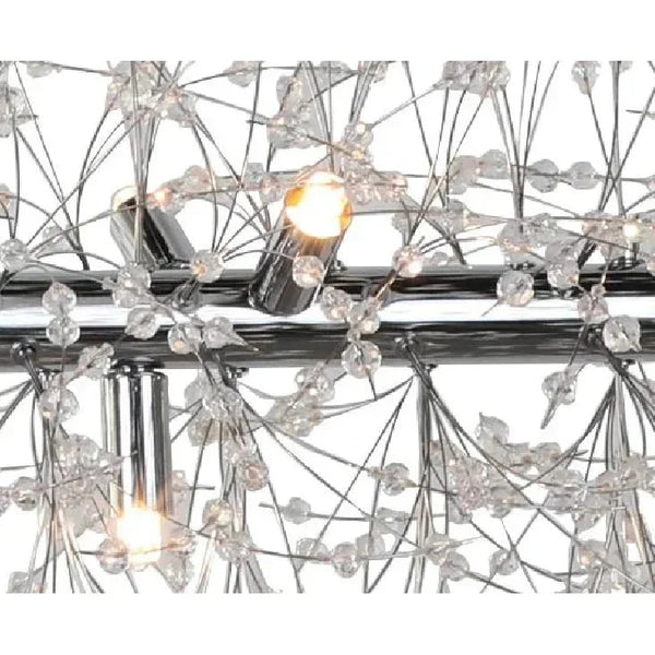 Chrome & crystal island pendant, by Maple, for kitchen island or dining, close-up