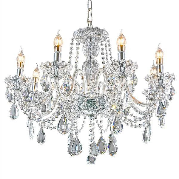 Chrome metal+ clear glass+crystal chandelier, by Maple