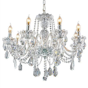 Chrome metal+ clear glass+crystal chandelier, by Maple