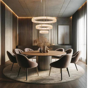 Gold chandelier, by Maple, angled view