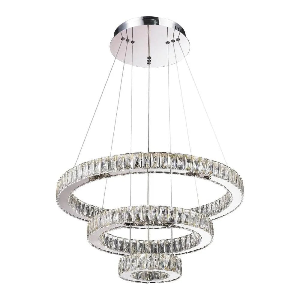 Chrome + crystal chandelier, by Maple