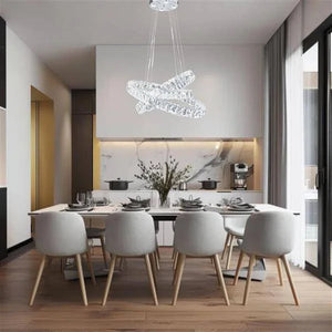 Chrome chandelier, by Maple, angled view