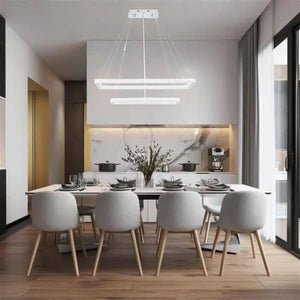Chrome island pendant, by Maple, for kitchen island or dining, angled view