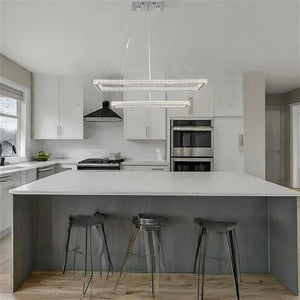 Chrome island pendant, by Maple, for kitchen island or dining, close-up