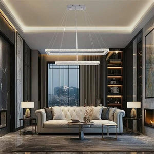 Chrome island pendant, by Maple, for kitchen island or dining, room scene