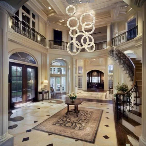 Chrome chandelier, by Maple, angled view