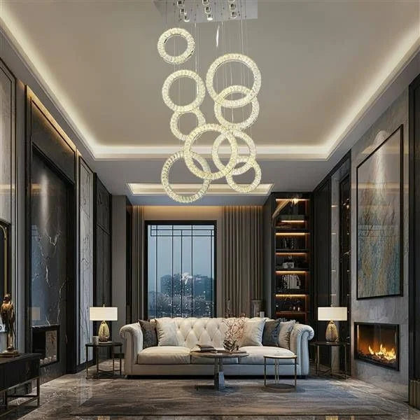 Chrome chandelier, by Maple, close-up