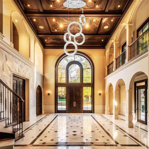 Chrome chandelier, by Maple, angled view