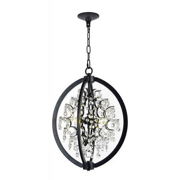 Black + clear crystal chandelier, by Maple