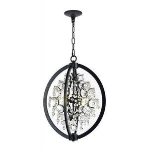 Black + clear crystal chandelier, by Maple
