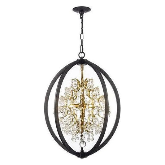 Black & gold + clear crystal chandelier, by Maple