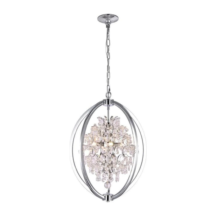 Chrome + clear crystal chandelier, by Maple