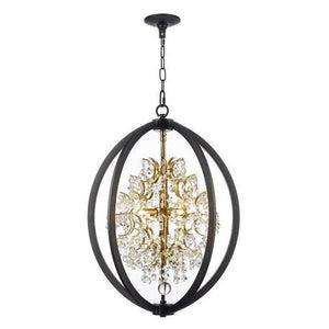 Black & gold + clear crystal chandelier, by Maple