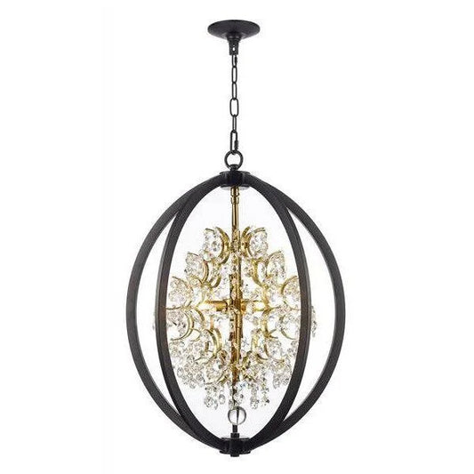 Black & gold + clear crystal chandelier, by Maple