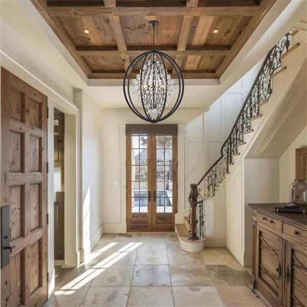 D30" x h38" chandelier, by Maple, angled view