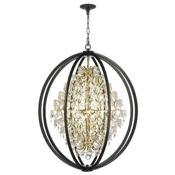 Black & gold finish with crystal chandelier, by Maple