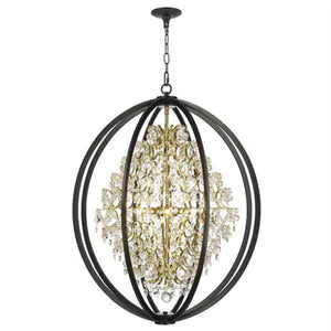 Black & gold finish with crystal chandelier, by Maple