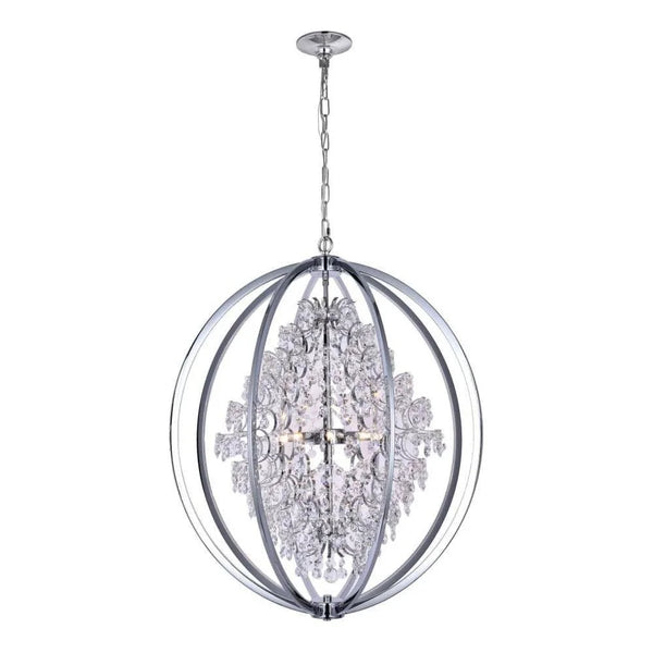 Chrome + clear crystal chandelier, by Maple