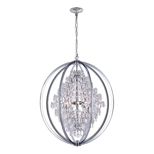 Chrome + clear crystal chandelier, by Maple