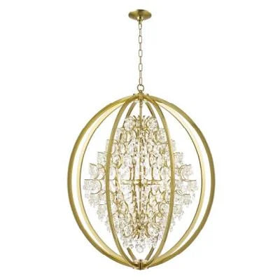 Gold + clear crystal chandelier, by Maple