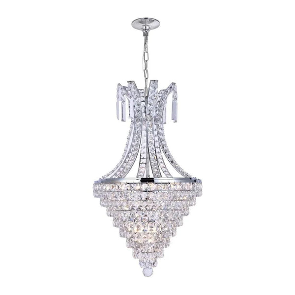 Chrome + clear crystal chandelier, by Maple