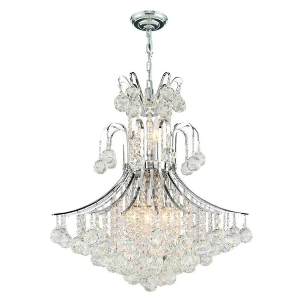 Chrome+ clear crystal chandelier, by Maple