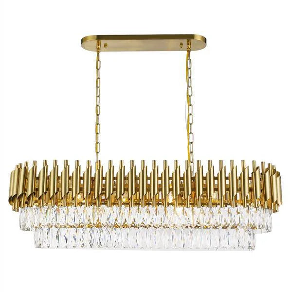 Gold metal + clear crysta chandelier, by Maple