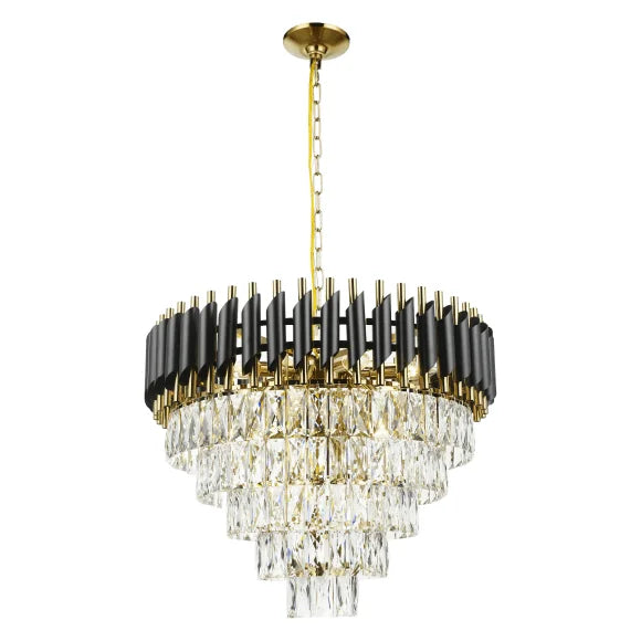 Black & gold metal+ clear crystal chandelier, by Maple