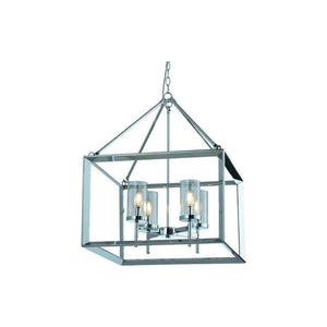 Chrome + clear glass pendant light, by Maple, for kitchen island or dining