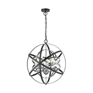 Chrome and black pendant light, by Maple, for kitchen island or dining