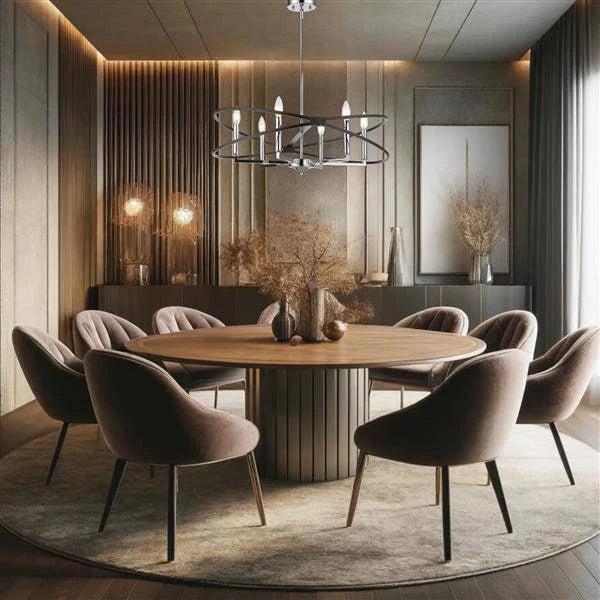 Black + chrome pendant light, by Maple, for kitchen island or dining, angled view