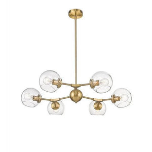 Gold + clear glass pendant light, by Maple, for kitchen island or dining