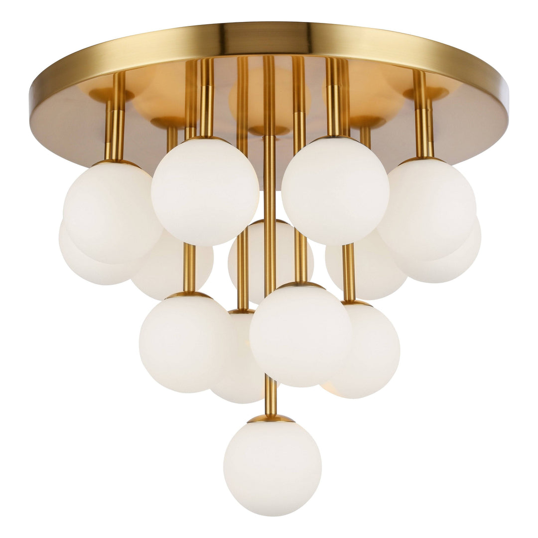 14 x G9 bulbs - Flush Mount -Aged Brass/Froest Glass - D19.75'' x H16.5'' - Sparkle Light