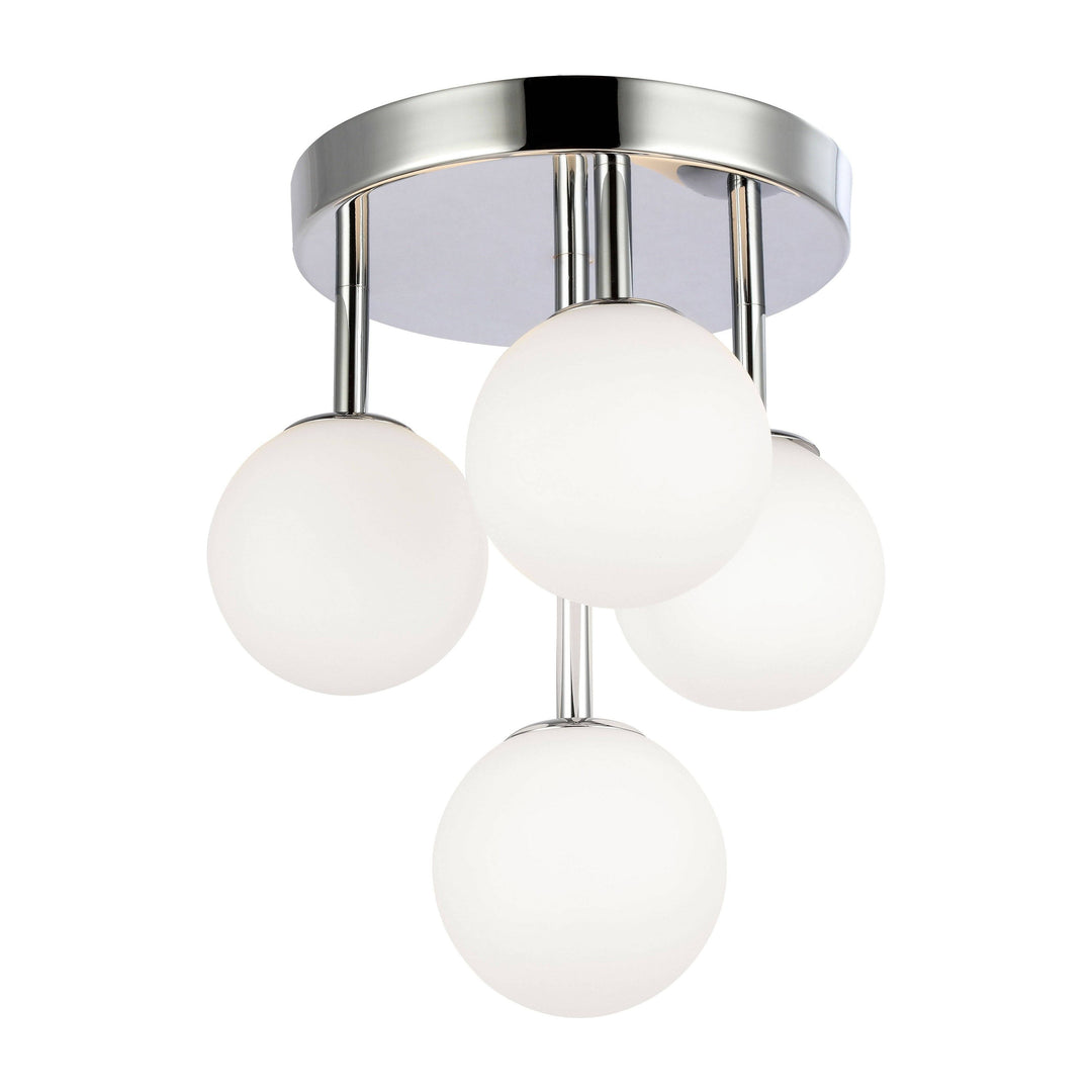 4 x G9 bulbs - Flush Mount - Chrome Metal / Frost Glass - Dia10.6'' x H11.6'' - Sparkle Light