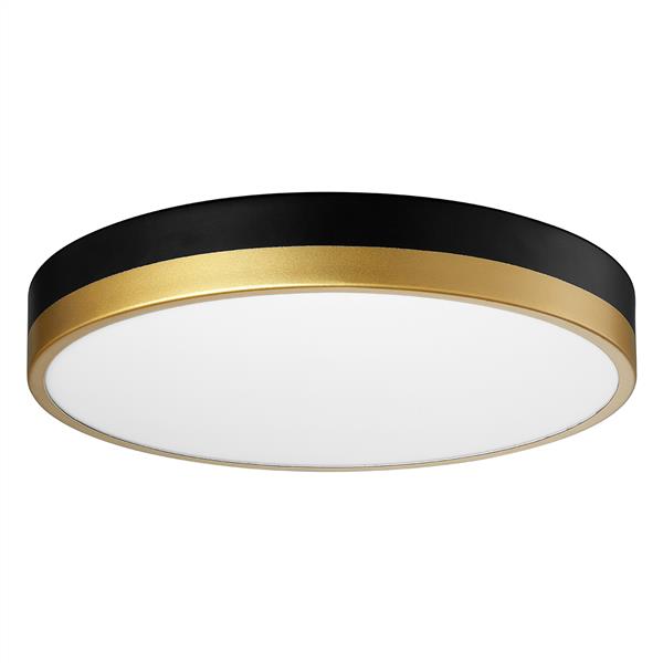 Flush Mount, 13"L x 13"W x 2"H, Integrated LED 25W 1000Lm 3CCT, Dimmable, Black & Gold - Sparkle Light