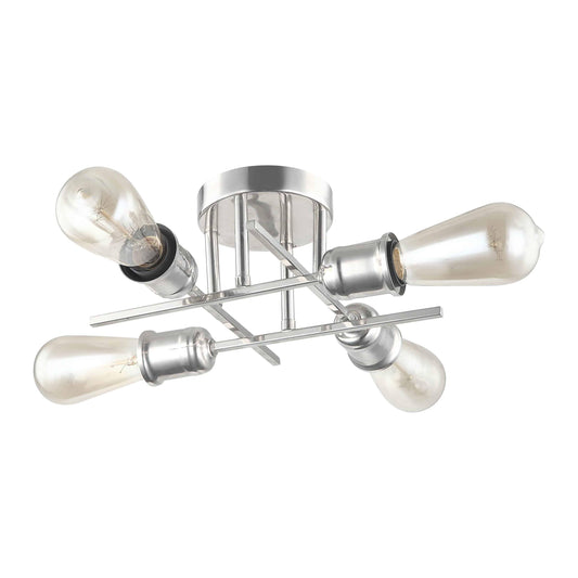 4 x E26 bulbs - Flush Mount - Polished Chrome - L18'' x W18'' x H5.25'' - Sparkle Light