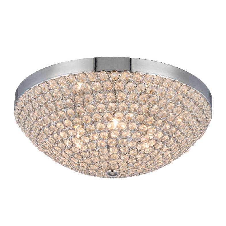 Chrome finish flush-mount ceiling light, by Maple, for hallway, bedroom, or entryway