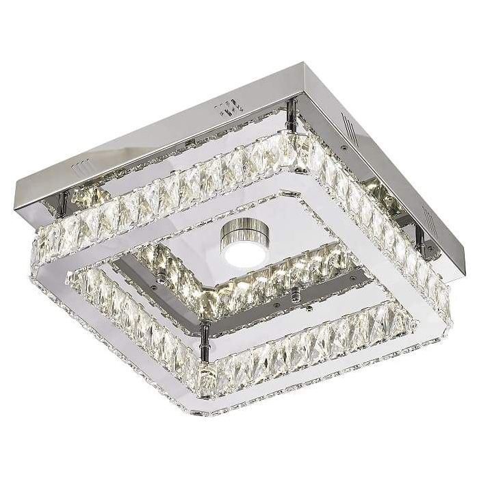 Chrome flush-mount ceiling light, by Maple, for hallway, bedroom, or entryway