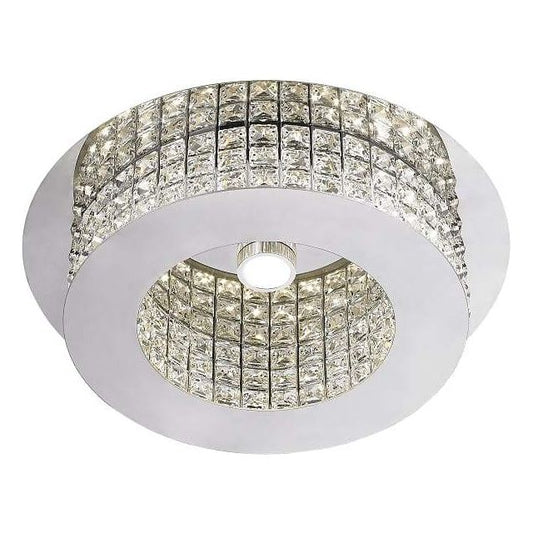 Chrome flush-mount ceiling light, by Maple, for hallway, bedroom, or entryway