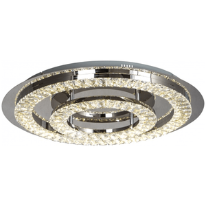 Chrome flush-mount ceiling light, by Maple, for hallway, bedroom, or entryway