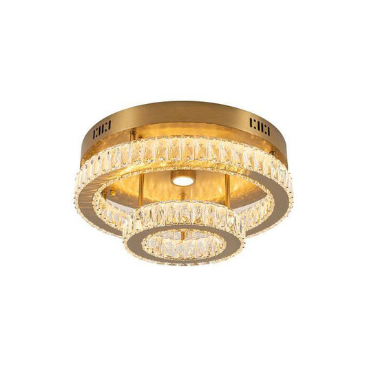 Gold flush-mount ceiling light, by Maple, for hallway, bedroom, or entryway