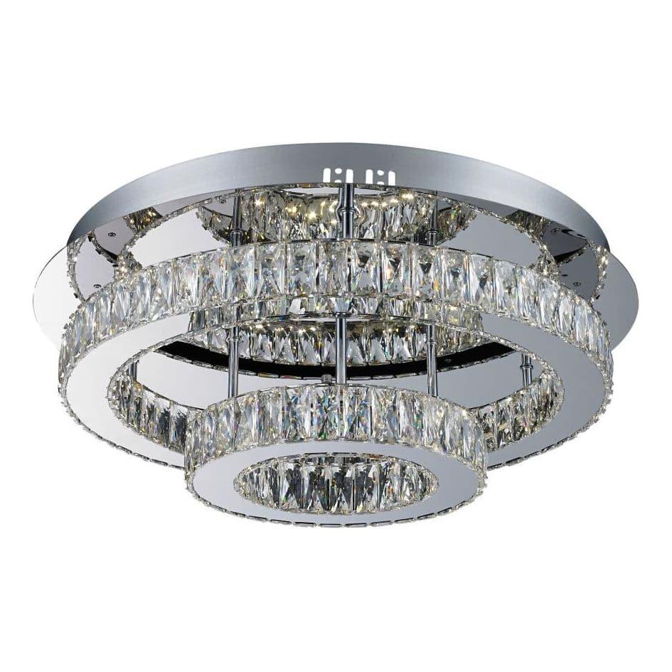 Chrome flush-mount ceiling light, by Maple, for hallway, bedroom, or entryway