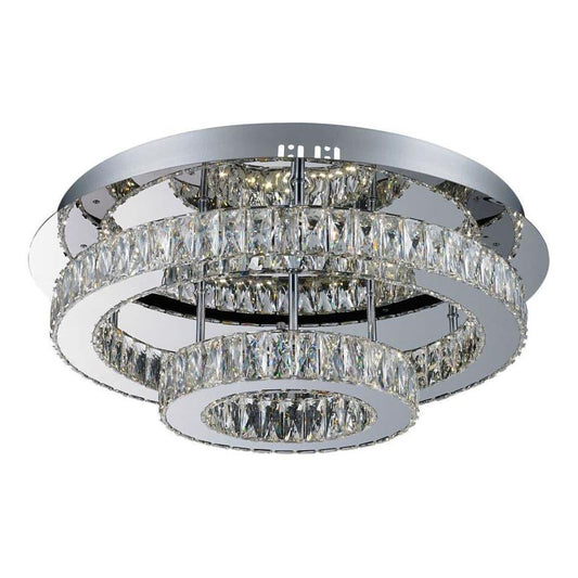 Chrome flush-mount ceiling light, by Maple, for hallway, bedroom, or entryway