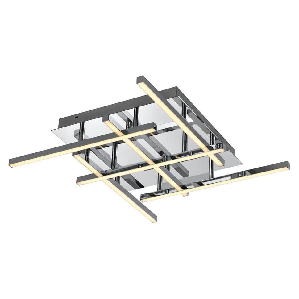 Chrome finish flush-mount ceiling light, by Maple, for hallway, bedroom, or entryway