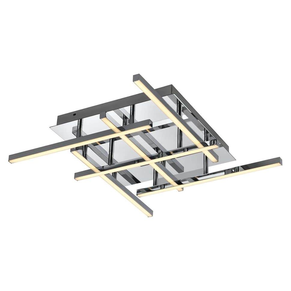 Chrome finish flush-mount ceiling light, by Maple, for hallway, bedroom, or entryway