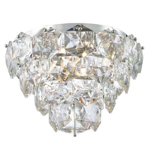 Chrome finish with clear crysta flush-mount ceiling light, by Maple, for hallway, bedroom, or entryway