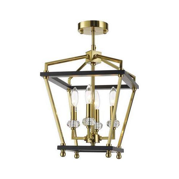 Black finish semi-flush mount ceiling light, by Maple, for hallway, bedroom, or entryway